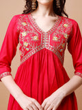 Alia Cut Embroidered Kurta With Pant & Dupatta, Multicolor - Hiral Fashion | Grocsy
