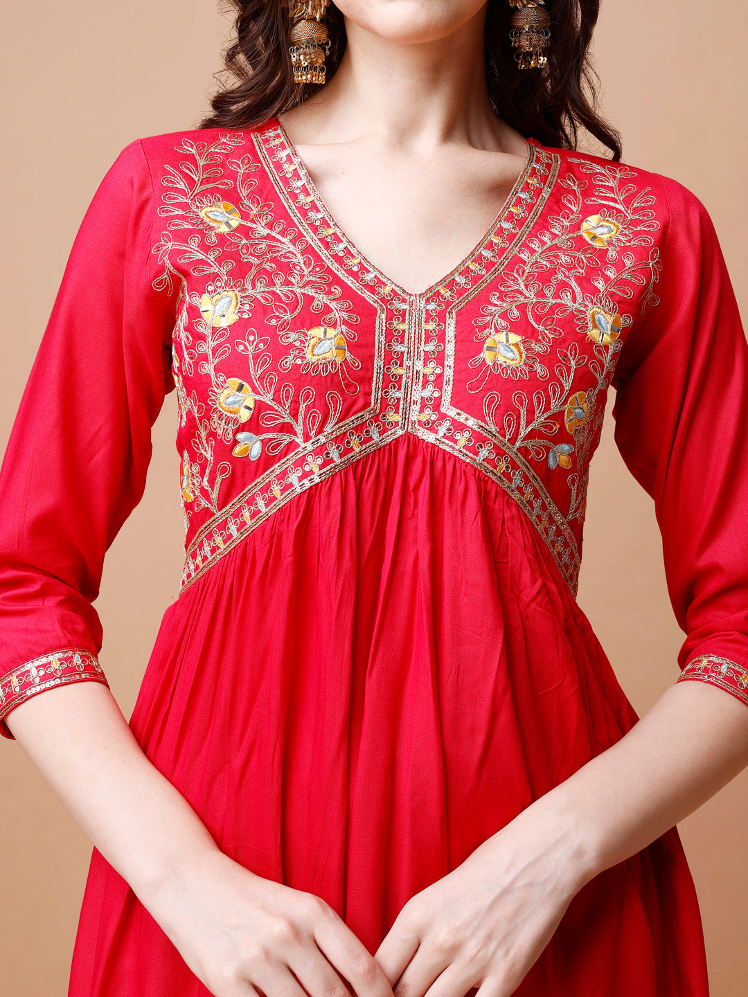 Alia Cut Embroidered Kurta With Pant & Dupatta, Multicolor - Hiral Fashion | Grocsy