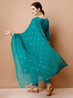 Alia Cut Embroidered Kurta With Pant & Dupatta, Multicolor - Hiral Fashion | Grocsy