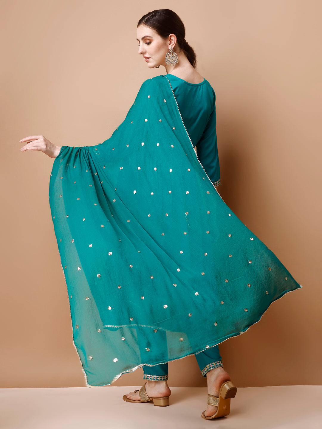 Alia Cut Embroidered Kurta With Pant & Dupatta, Multicolor - Hiral Fashion | Grocsy