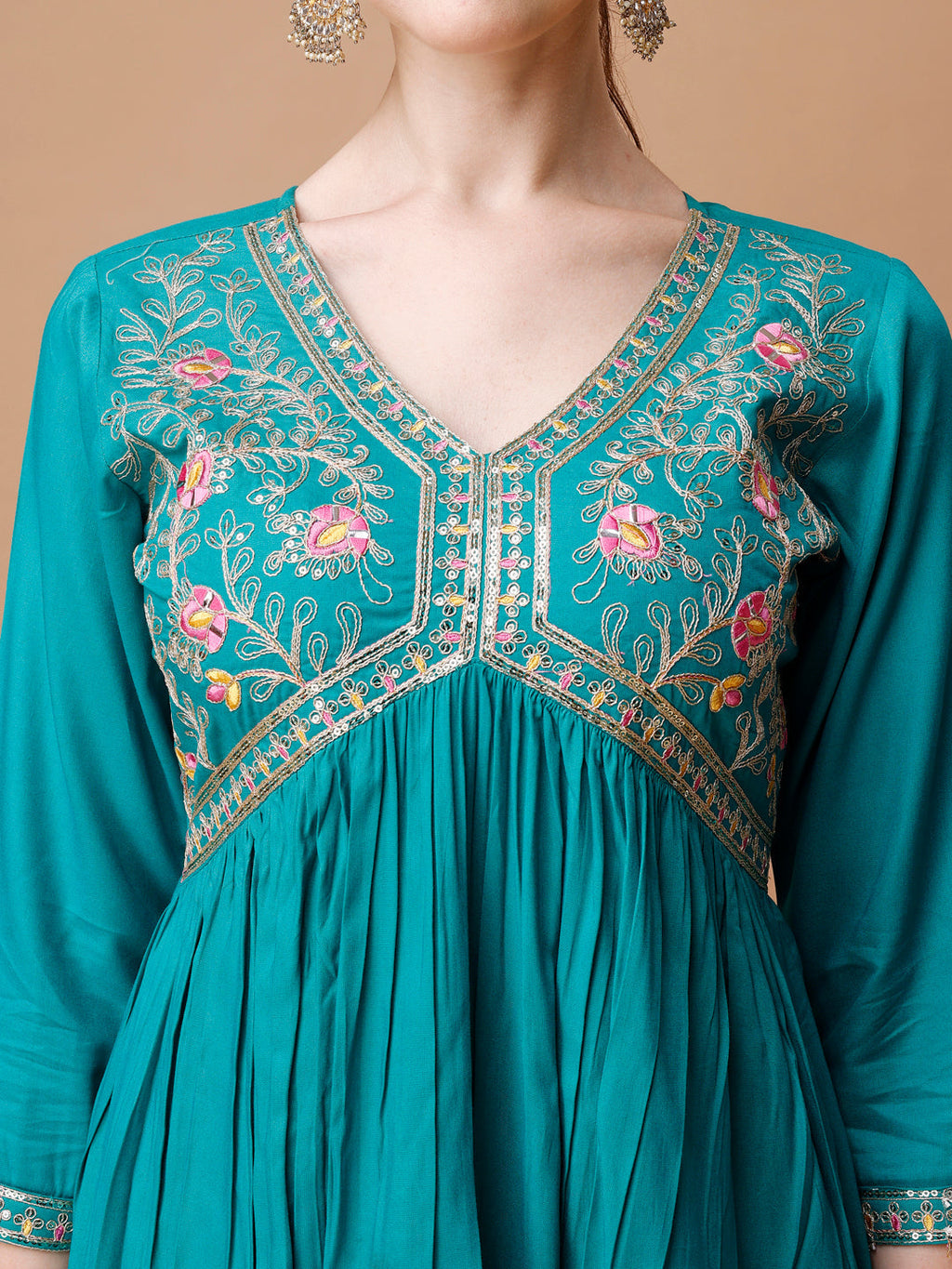 Alia Cut Embroidered Kurta With Pant & Dupatta, Multicolor - Hiral Fashion | Grocsy