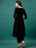 Alia Cut Embroidered Kurta With Pant & Printed Dupatta, Multicolor - Hiral Fashion | Grocsy