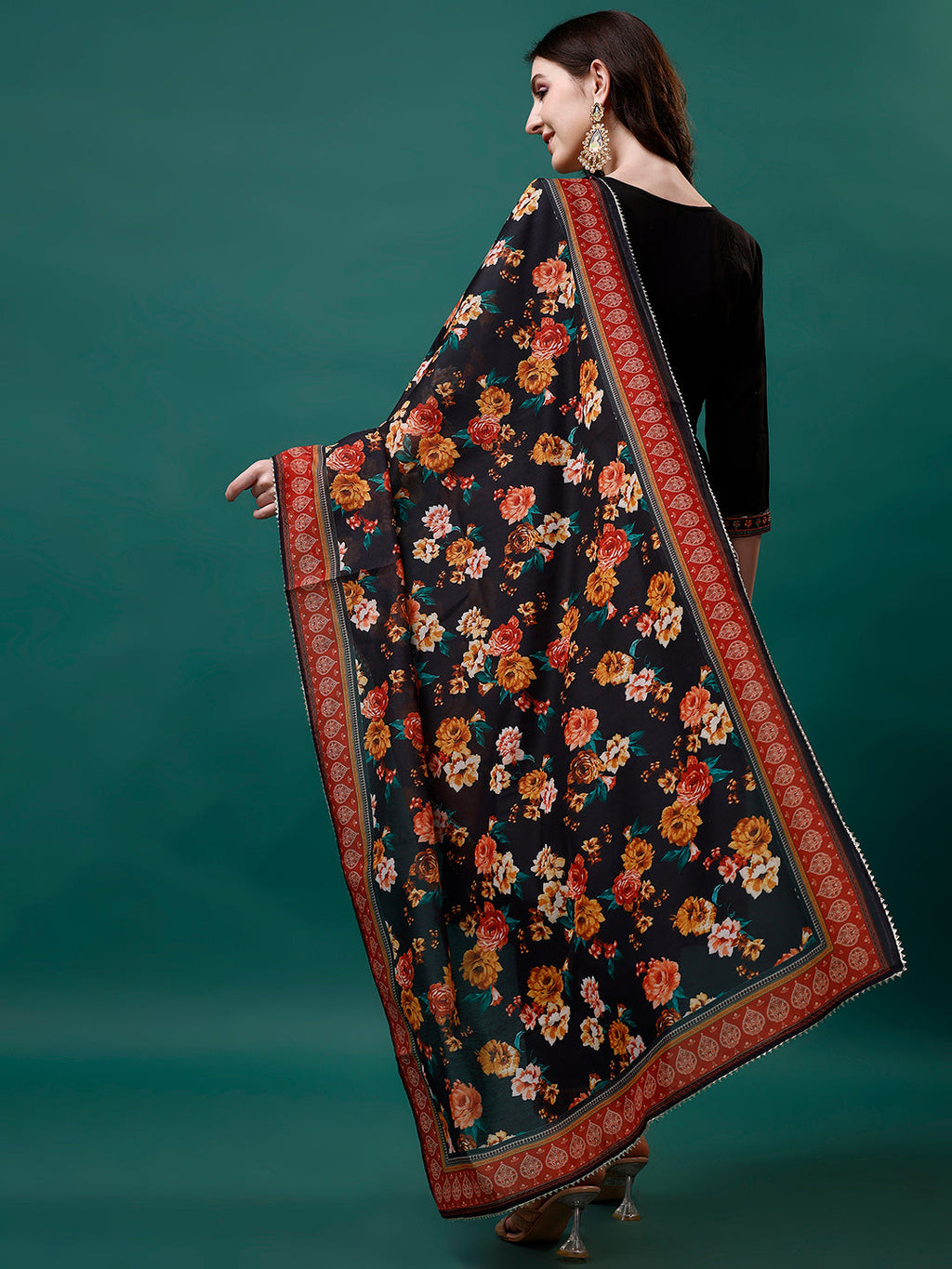 Alia Cut Embroidered Kurta With Pant & Printed Dupatta, Multicolor - Hiral Fashion | Grocsy
