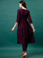 Alia Cut Embroidered Kurta With Pant & Printed Dupatta, Multicolor - Hiral Fashion | Grocsy