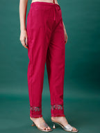 Embroidered Kurta With Pant & Embroidered Organza Dupatta, Multicolor - Hiral Fashion | Grocsy