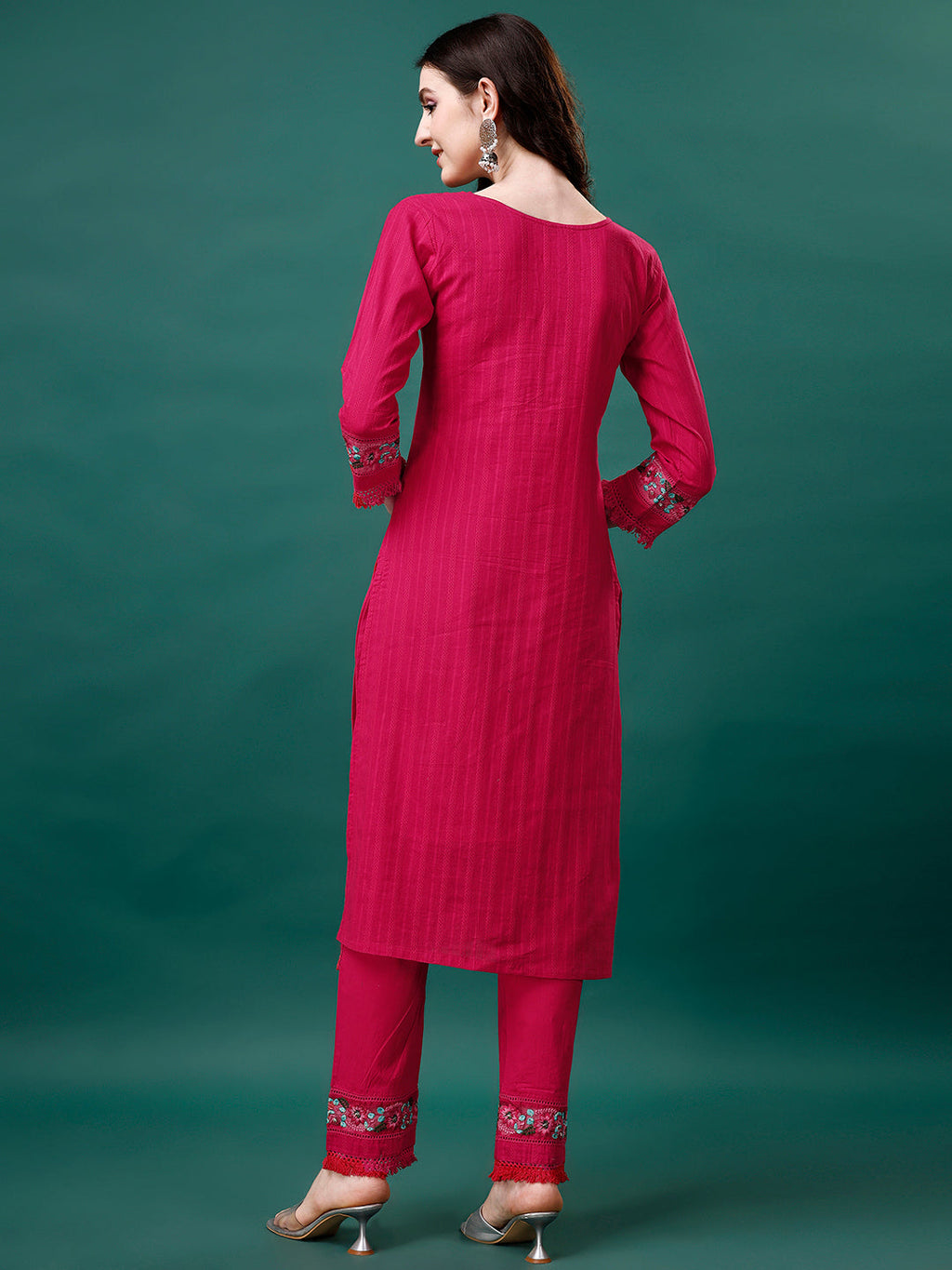 Embroidered Kurta With Pant & Embroidered Organza Dupatta, Multicolor - Hiral Fashion | Grocsy