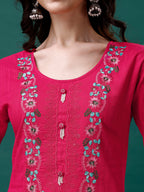 Embroidered Kurta With Pant & Embroidered Organza Dupatta, Multicolor - Hiral Fashion | Grocsy