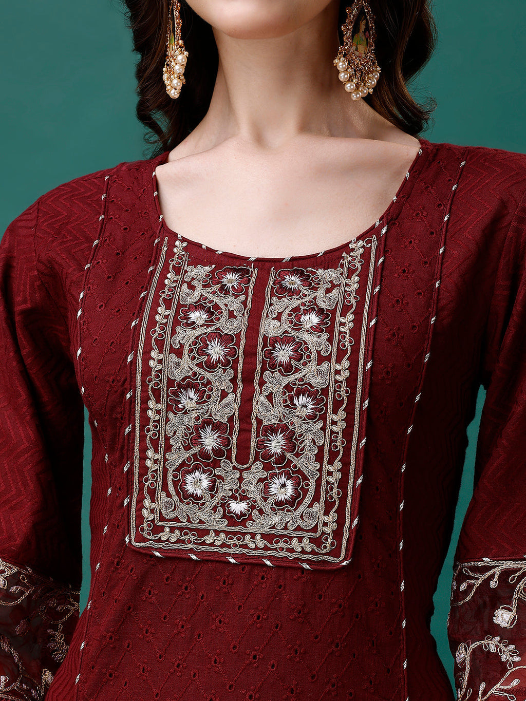 Embroidered Kurta With Pant & Embroidered Printed Dupatta, Multicolor - Hiral Fashion | Grocsy