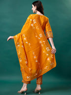 Embroidered Kurta With Pant & Embroidered Printed Dupatta, Multicolor - Hiral Fashion | Grocsy