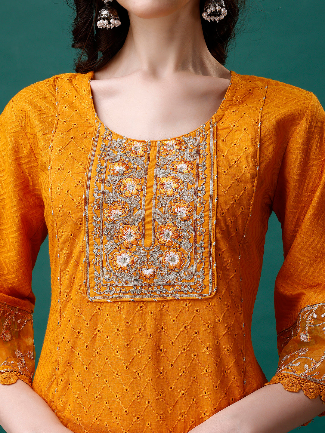 Embroidered Kurta With Pant & Embroidered Printed Dupatta, Multicolor - Hiral Fashion | Grocsy