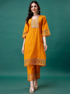 Embroidered Kurta With Pant & Embroidered Printed Dupatta, Multicolor - Hiral Fashion | Grocsy