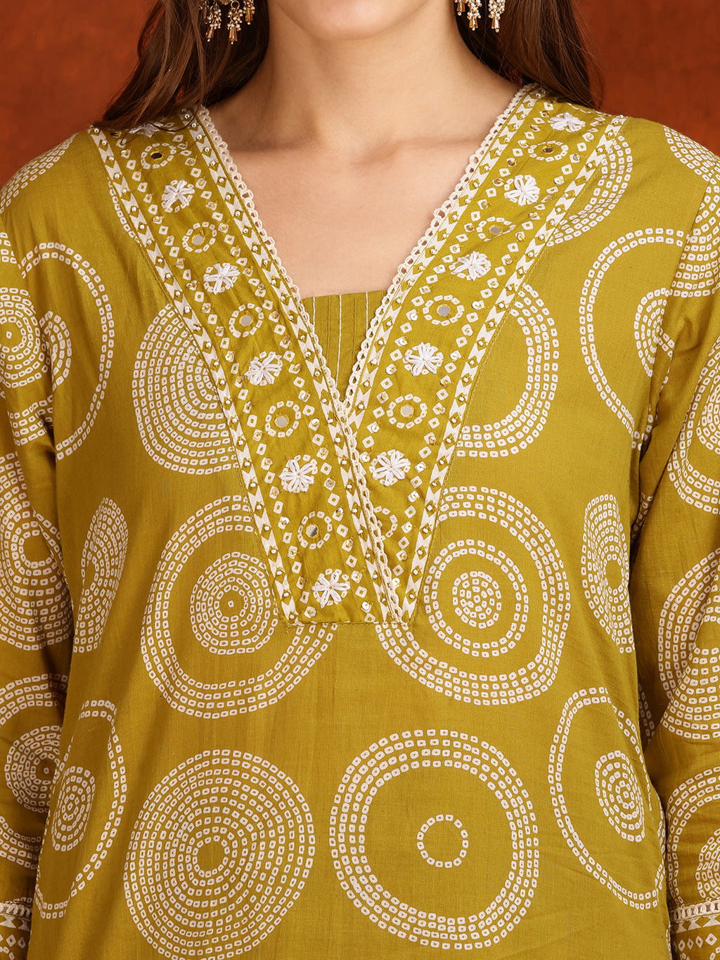 Embroidered & Printed Cotton Kurta With Pant And Dupatta, Yellow - Hiral Fashion | Grocsy