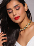 Green White Brass Gold-Polished Necklace - Ruby Raang | Grocsy