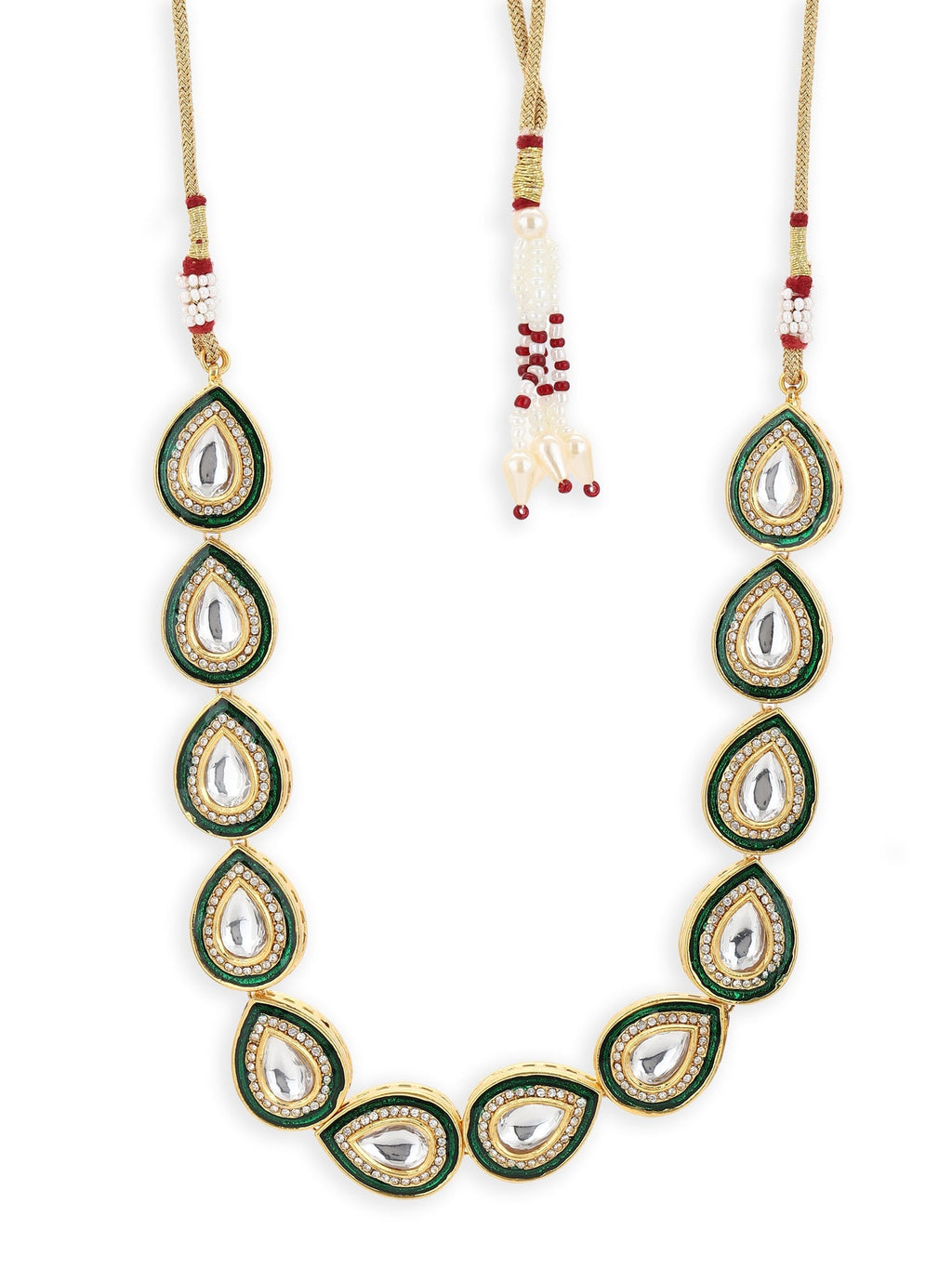 Green White Brass Gold-Polished Necklace - Ruby Raang | Grocsy