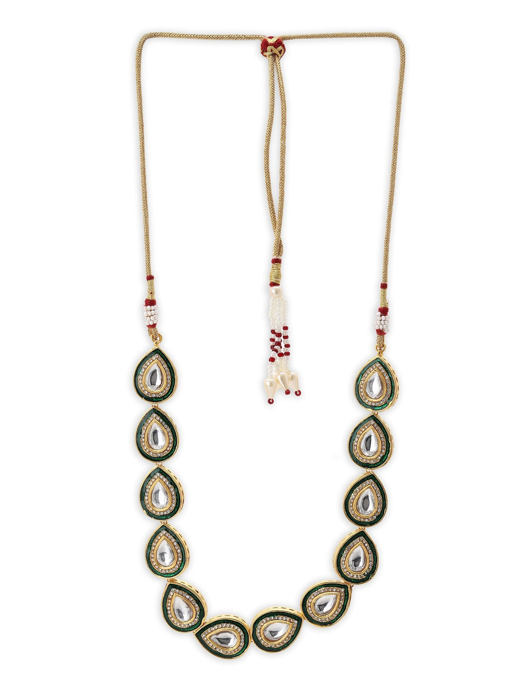 Green White Brass Gold-Polished Necklace - Ruby Raang | Grocsy