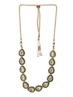 Green White Brass Gold-Polished Necklace - Ruby Raang | Grocsy