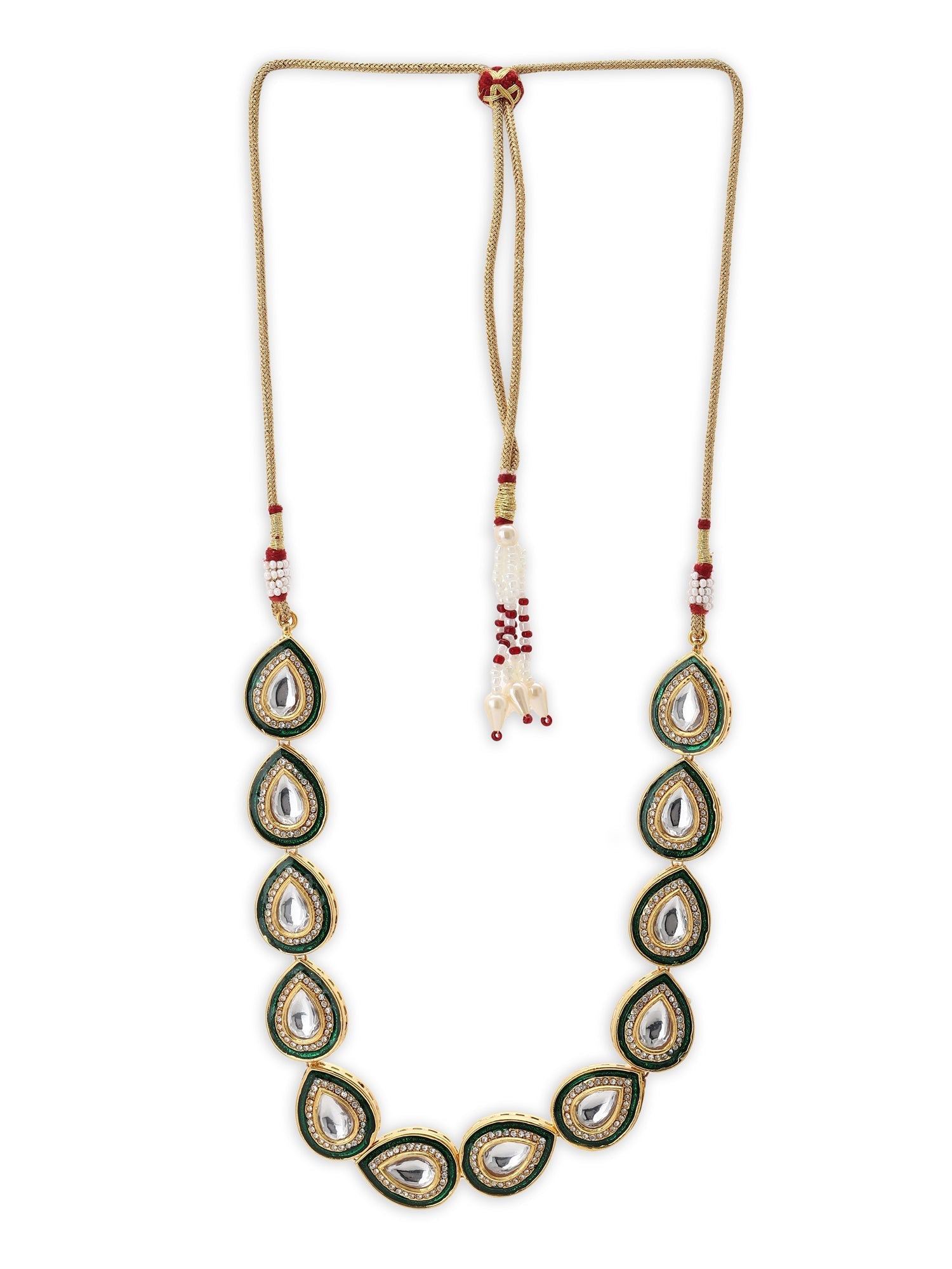 Green White Brass Gold-Polished Necklace - Ruby Raang | Grocsy