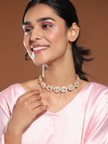 Pink Brass Gold-Polished Kundan Necklace - Ruby Raang | Grocsy