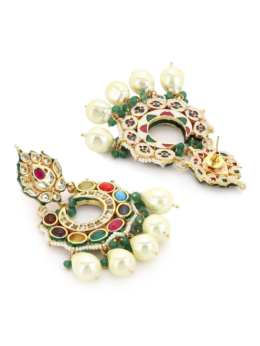 Multicoloured Gold-Polished Circular Drop Earrings - Ruby Raang | Grocsy