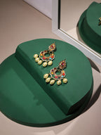 Multicoloured Gold-Polished Circular Drop Earrings - Ruby Raang | Grocsy