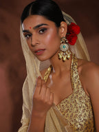 White Gold-Polished Circular Drop Earrings - Ruby Raang