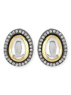 Black Teardrop Kundan Shaped Studs Earrings - Ruby Raang