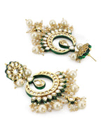 Gold-Polished Green Kundan-Studded Pearl Beaded Jewellery Set - Ruby Raang | Grocsy