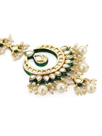 Gold-Polished Green Kundan-Studded Pearl Beaded Jewellery Set - Ruby Raang | Grocsy