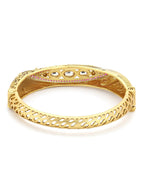 Women's Gold-Toned Pink Brass Kundan Handcrafted Gold-Polished Kada Bracelet - Ruby Raang | Grocsy