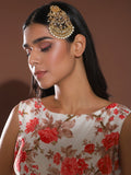 Gold-Polished White Kundan-Studded Beaded Handcrafted Jhumar Passa - Ruby Raang | Grocsy