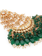 Gold-Polished Green White Kundan-Studded Jhumar Passa - Ruby Raang | Grocsy