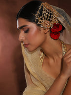Gold-Polished White Kundan Jhoomarpassa - Ruby Raang | Grocsy