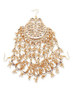 Gold-Polished White Kundan Jhoomarpassa - Ruby Raang | Grocsy