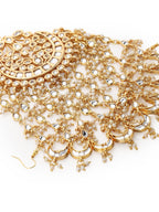 Gold-Polished White Kundan Jhoomarpassa - Ruby Raang | Grocsy