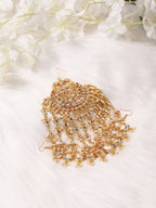 Gold-Polished White Kundan Jhoomarpassa - Ruby Raang | Grocsy