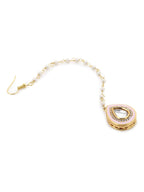 Gold-Polished Pink Kundan Studded Maang Tikka - Ruby Raang | Grocsy