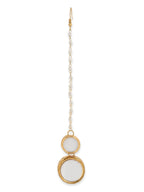 Gold-Polished White Kundan Studded Beaded Maang Tikka - Ruby Raang | Grocsy
