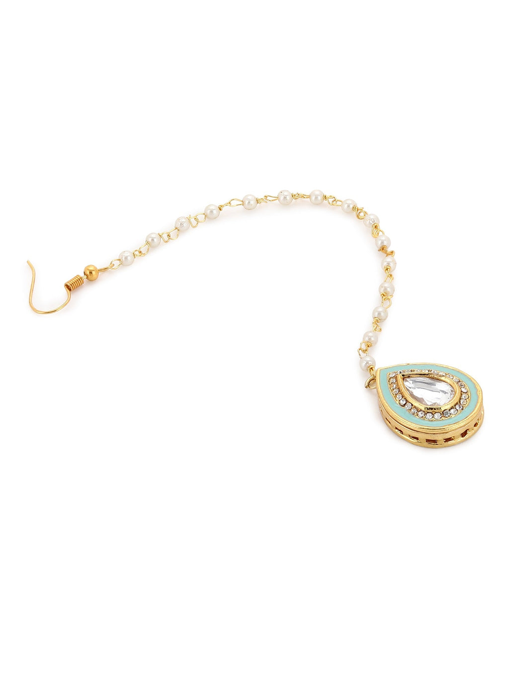 Gold-Polished White Kundan-Studded Maangtika - Ruby Raang | Grocsy
