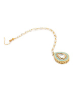 Gold-Polished White Kundan-Studded Maangtika - Ruby Raang | Grocsy