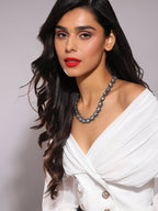 Black Brass Rhodium-Plated Necklace - Ruby Raang | Grocsy