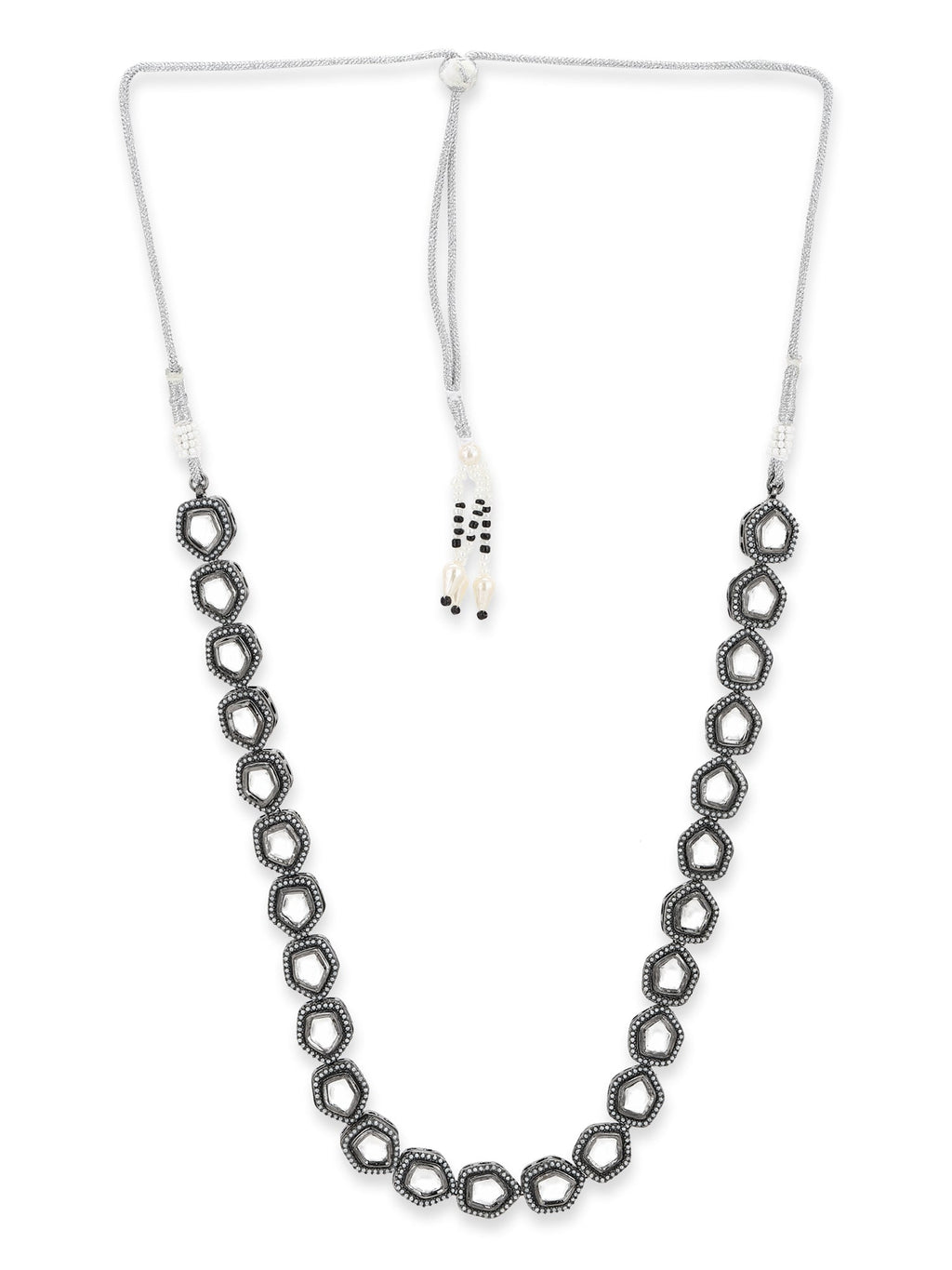 Black Brass Rhodium-Plated Necklace - Ruby Raang | Grocsy