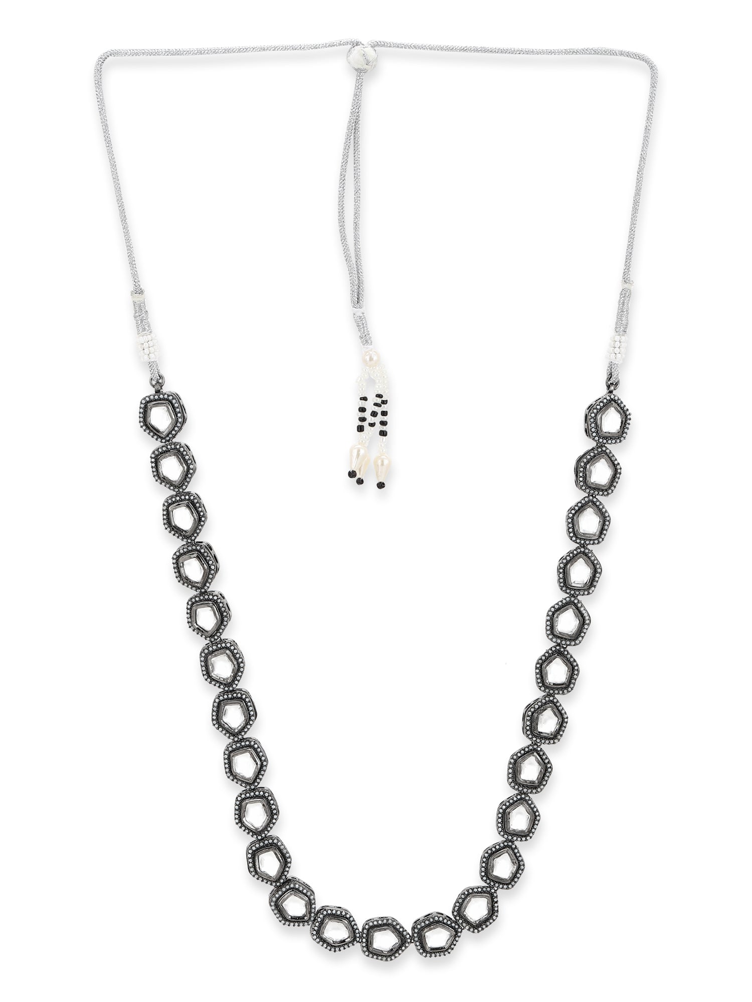 Black Brass Rhodium-Plated Necklace - Ruby Raang | Grocsy
