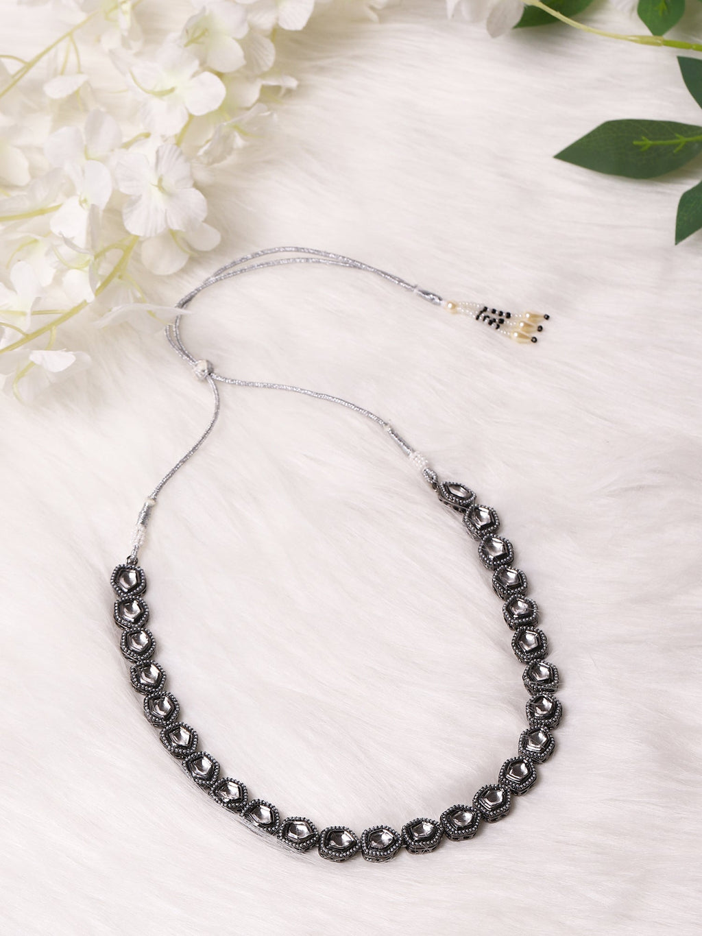 Black Brass Rhodium-Plated Necklace - Ruby Raang | Grocsy
