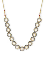 Gold-Toned Green Brass Rhodium-Plated Kundan Necklace - Ruby Raang | Grocsy