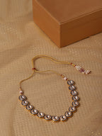 Gold-Toned Green Brass Rhodium-Plated Kundan Necklace - Ruby Raang | Grocsy