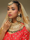 Gold-Polished Gold Kundan Studded Maharani Jewellery Set - Ruby Raang