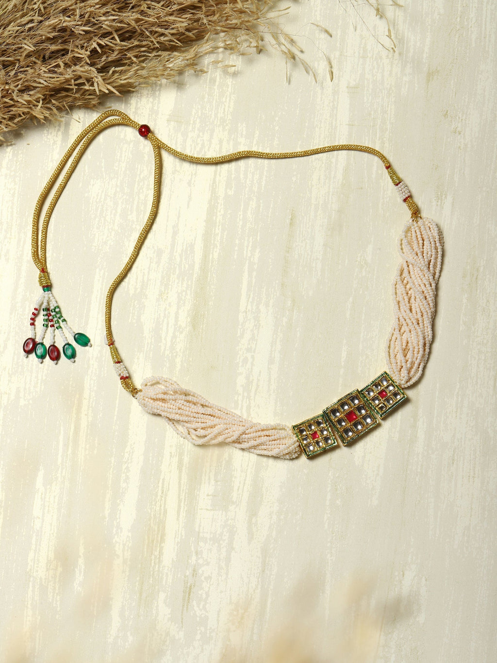 Gold-Toned White Gold-Polished Handcrafted Necklace - Ruby Raang | Grocsy
