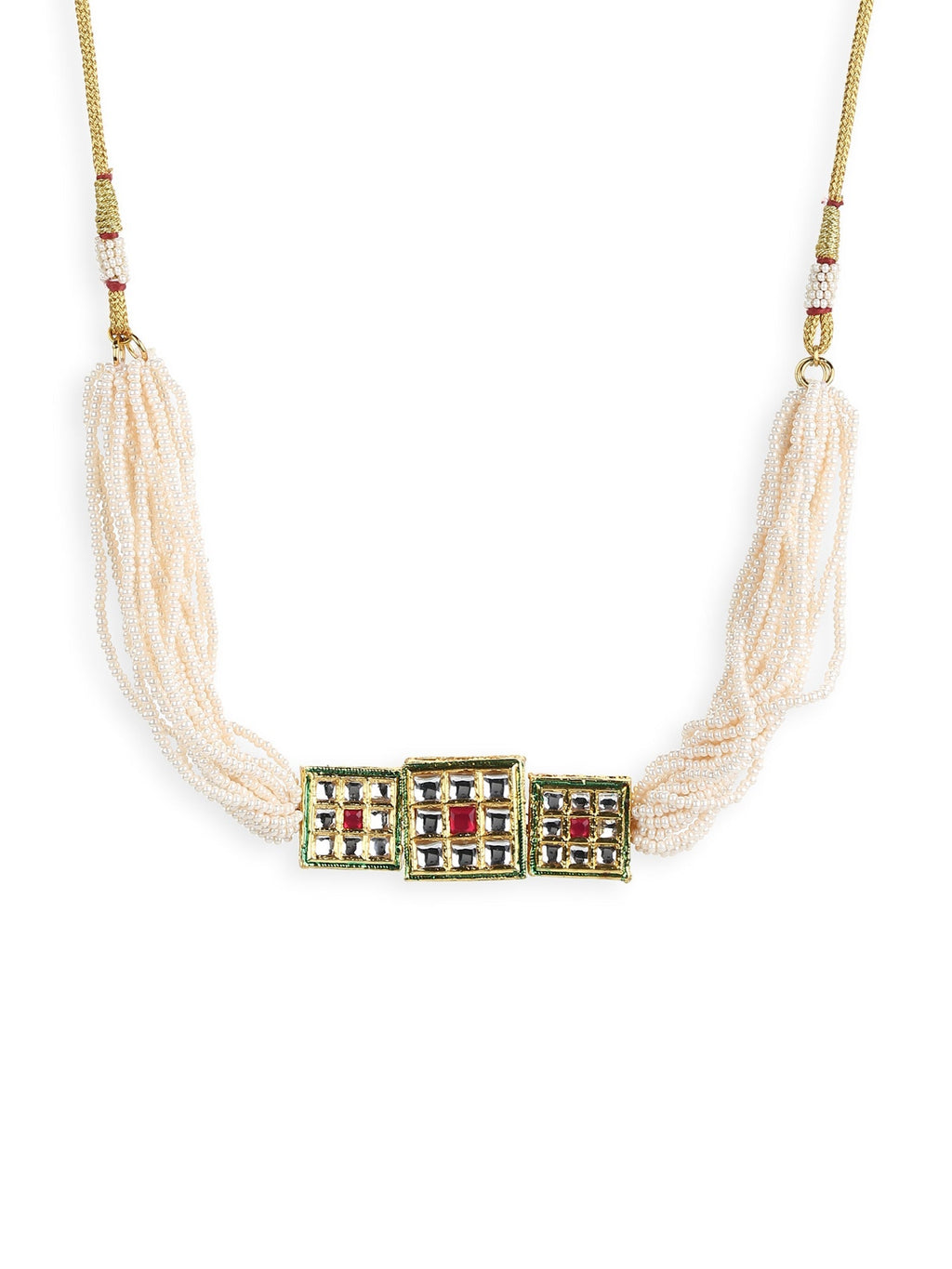 Gold-Toned White Gold-Polished Handcrafted Necklace - Ruby Raang | Grocsy