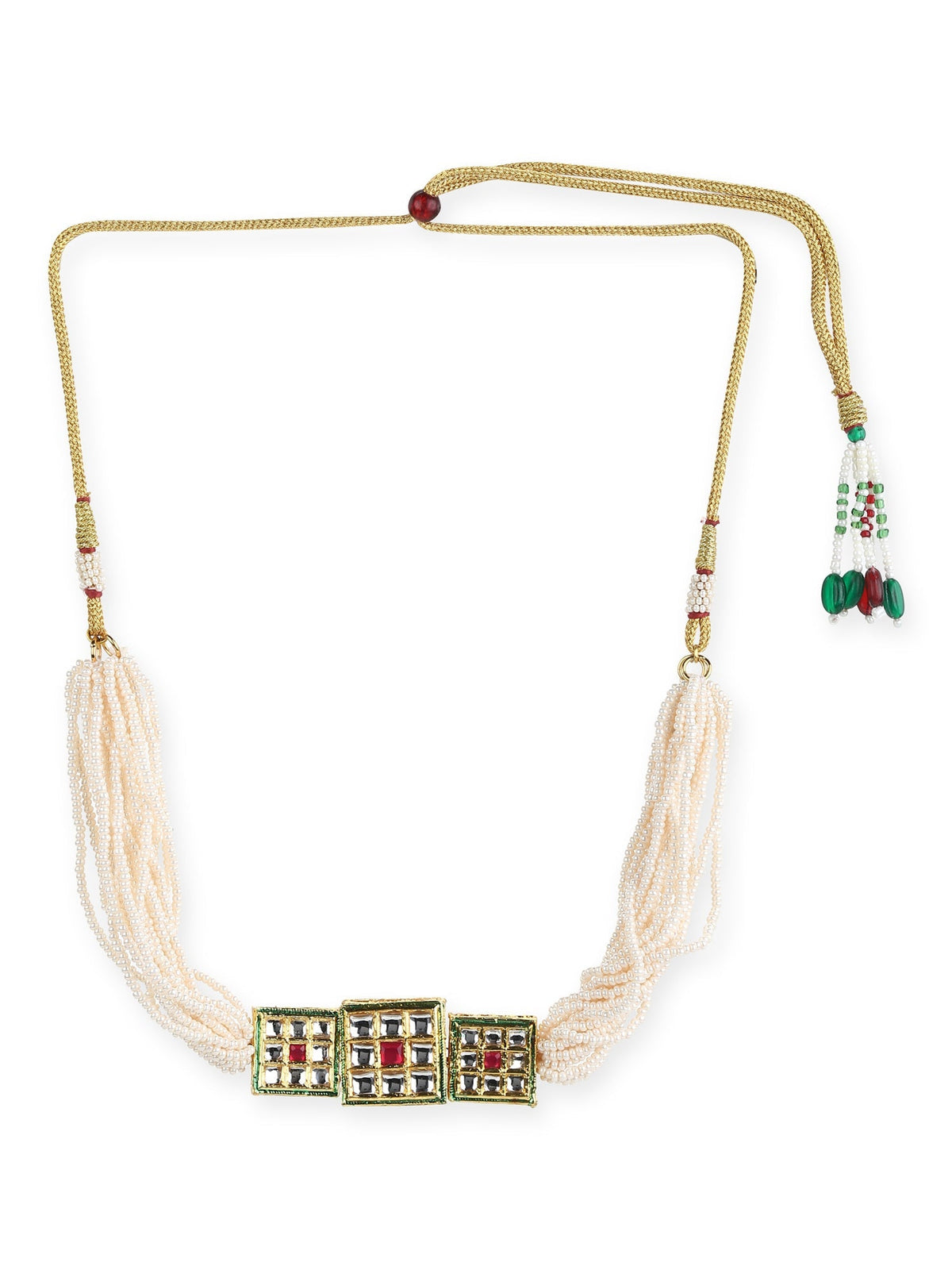 Gold-Toned White Gold-Polished Handcrafted Necklace - Ruby Raang | Grocsy