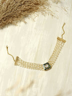 Gold-Polished White Green Brass Kundan Pearls Choker Necklace - Ruby Raang | Grocsy